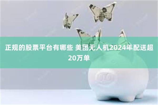 正规的股票平台有哪些 美团无人机2024年配送超20万单